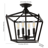 Plains Mini Lantern 12" Iron Modern Farmhouse LED Flush Mount