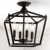 Plains Mini Lantern 12" Iron Modern Farmhouse LED Flush Mount