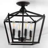 Plains Mini Lantern 12" Iron Modern Farmhouse LED Flush Mount