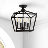 Plains Mini Lantern 12" Iron Modern Farmhouse LED Flush Mount