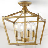 Plains Mini Lantern 12" Iron Modern Farmhouse LED Flush Mount