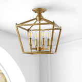 Plains Mini Lantern 12" Iron Modern Farmhouse LED Flush Mount