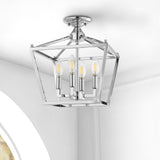 Plains Mini Lantern 12" Iron Modern Farmhouse LED Flush Mount