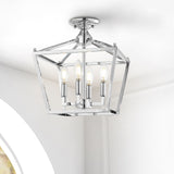 Plains Mini Lantern 12" Iron Modern Farmhouse LED Flush Mount