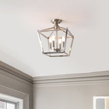 Plains Mini Lantern 12" Iron Modern Farmhouse LED Flush Mount