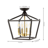 Plains Mini Lantern 12" Iron Modern Farmhouse LED Flush Mount