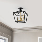 Plains Mini Lantern 12" Iron Modern Farmhouse LED Flush Mount