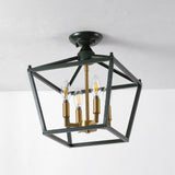 Plains Mini Lantern 12" Iron Modern Farmhouse LED Flush Mount