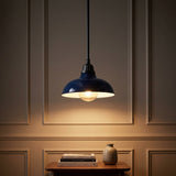 Jasper 12.25" Farmhouse Industrial Indoor/Outdoor Iron LED Pendant Navy – AI-ON
