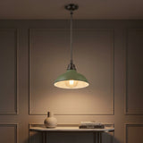 Jasper 12.25" Farmhouse Industrial Indoor/Outdoor Iron LED Pendant Matte Olive Green – AI-ON