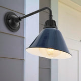 Croydon 9.63" Farmhouse Industrial Indoor/Outdoor Iron LED Gooseneck Arm Outdoor Sconce - JONATHAN Y