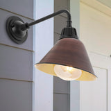 Croydon 9.63" Farmhouse Industrial Indoor/Outdoor Iron LED Gooseneck Arm Outdoor Sconce