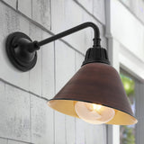 Croydon 9.63" Farmhouse Industrial Indoor/Outdoor Iron LED Gooseneck Arm Outdoor Sconce