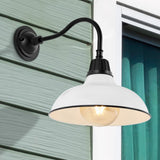 Aurora 12.25" Farmhouse Industrial Indoor/Outdoor Iron LED Gooseneck Arm Outdoor Sconce