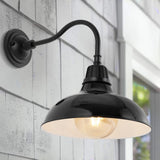 Aurora 12.25" Farmhouse Industrial Indoor/Outdoor Iron LED Gooseneck Arm Outdoor Sconce