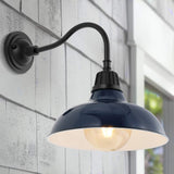 Aurora 12.25" Farmhouse Industrial Indoor/Outdoor Iron LED Gooseneck Arm Outdoor Sconce - JONATHAN Y