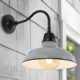 Aurora 12.25" Farmhouse Industrial Indoor/Outdoor Iron LED Gooseneck Arm Outdoor Sconce