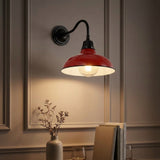 Aurora 12.25" Farmhouse Industrial Indoor/Outdoor Iron LED Gooseneck Arm Outdoor Sconce Red – AI-ON