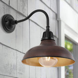 Aurora 12.25" Farmhouse Industrial Indoor/Outdoor Iron LED Gooseneck Arm Outdoor Sconce