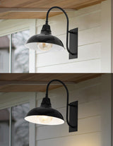 Stanley 12.25" Farmhouse Industrial Indoor/Outdoor Iron LED Gooseneck Arm Outdoor Sconce