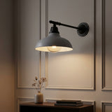 Wallace 12.25" Farmhouse Industrial Indoor/Outdoor Iron LED Victorian Arm Outdoor Sconce Matte Gray/Black – AI-ON