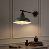 Wallace 12.25" Farmhouse Industrial Indoor/Outdoor Iron LED Victorian Arm Outdoor Sconce Matte Green/Black – AI-ON