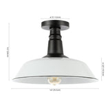 Camila 14" Classic Industrial Indoor/Outdoor Iron LED Semi Flush Mount - JONATHAN Y