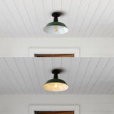 Camila 14" Classic Industrial Indoor/Outdoor Iron LED Semi Flush Mount