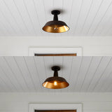 Camila 14" Classic Industrial Indoor/Outdoor Iron LED Semi Flush Mount