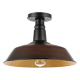 Camila 14" Classic Industrial Indoor/Outdoor Iron LED Semi Flush Mount
