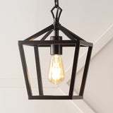 Oslin 8" Vintage Farmhouse Iron Chain Pagoda LED Pendant - JONATHAN Y
