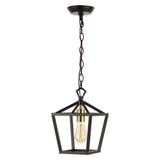 Oslin 8" Vintage Farmhouse Iron Chain Pagoda LED Pendant - JONATHAN Y