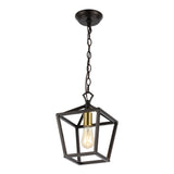 Oslin 8" Vintage Farmhouse Iron Chain Pagoda LED Pendant - JONATHAN Y