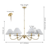 Phoebe 41.5" 6-Light Grand French Country Farmhouse Adjustable Swooping Arm Candle-Style Metal LED Chandelier