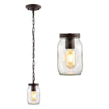 Gaines 5.5" Farmhouse Industrial Iron Mason Jar LED Pendant - JONATHAN Y