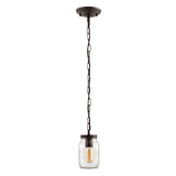 Gaines 5.5" Farmhouse Industrial Iron Mason Jar LED Pendant - JONATHAN Y