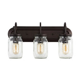 Gaines 19.3" Farmhouse Industrial Iron Mason Jar LED Vanity - JONATHAN Y
