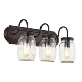 Gaines 19.3" Farmhouse Industrial Iron Mason Jar LED Vanity - JONATHAN Y