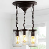 Gaines 11" Farmhouse Industrial Iron Mason Jar LED Semi Flush Mount - JONATHAN Y