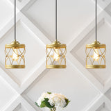 Marelle 6.5" Farmhouse Industrial Iron Filigree Caged Jar LED Pendant - JONATHAN Y