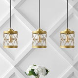 Marelle 6.5" Farmhouse Industrial Iron Filigree Caged Jar LED Pendant - JONATHAN Y