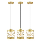 Marelle 6.5" Farmhouse Industrial Iron Filigree Caged Jar LED Pendant - JONATHAN Y