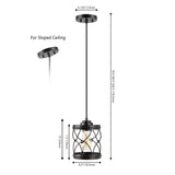 Marelle 6.5" Farmhouse Industrial Iron Filigree Caged Jar LED Pendant - JONATHAN Y