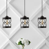 Marelle 6.5" Farmhouse Industrial Iron Filigree Caged Jar LED Pendant - JONATHAN Y