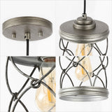 Marelle 6.5" Farmhouse Industrial Iron Filigree Caged Jar LED Pendant