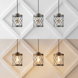 Marelle 6.5" Farmhouse Industrial Iron Filigree Caged Jar LED Pendant