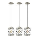 Marelle 6.5" Farmhouse Industrial Iron Filigree Caged Jar LED Pendant - JONATHAN Y