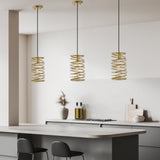 Helisa 7.25" Modern Contemporary Iron Spiral LED Pendant - JONATHAN Y