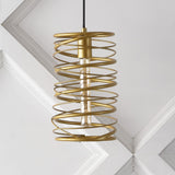 Helisa 7.25" Modern Contemporary Iron Spiral LED Pendant - JONATHAN Y