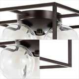 Kyle 14" 3-Light Modern Farmhouse Metal/Iron Open-Caged LED Flush Mount - JONATHAN Y